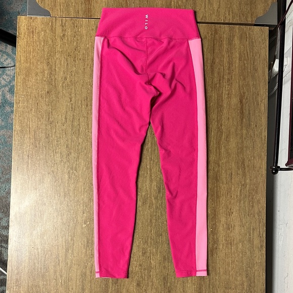 Wilo great shape pink two tone color block ribbed stretchy active wear leggings - Picture 1 of 5